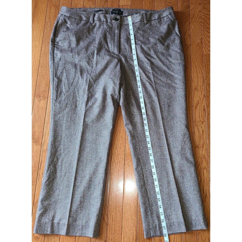 Talbots Dress Pants Women 16W Brown Herringbone Wool Italy Career Office Formal